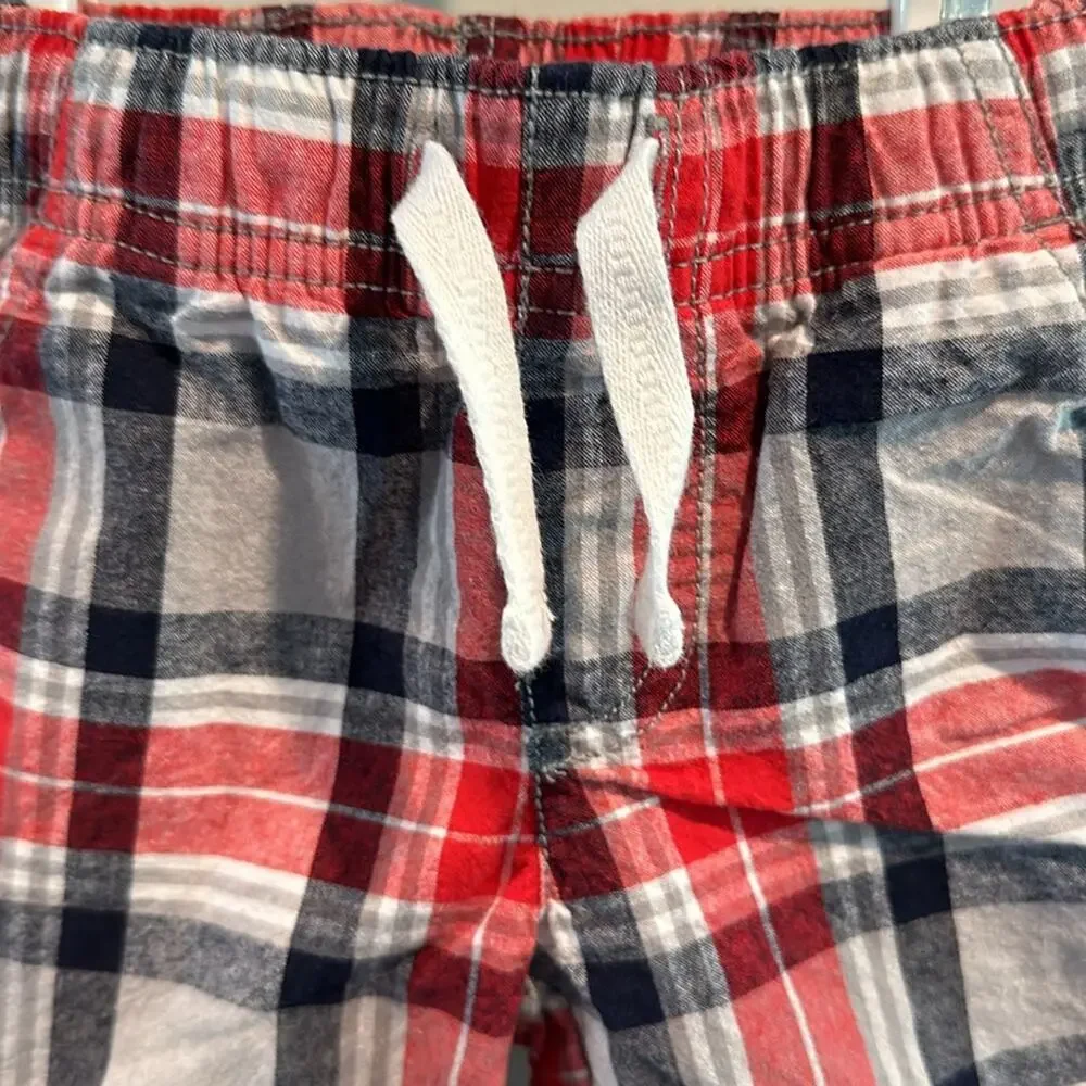 Gymboree 2T Red, White & Blue Plaid‎ Cotton Shorts